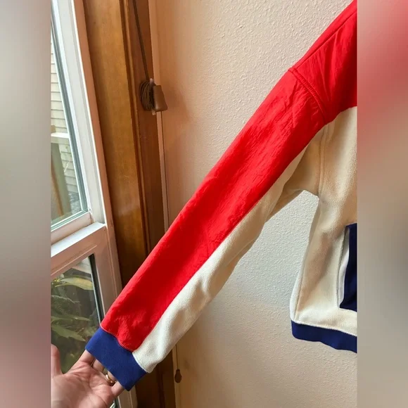 EUC Nike Womens Sportswear Half-Zip Top in Red/Cream/Purple (Size:L) - Picture 5 of 10